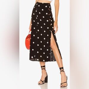 FREE PEOPLE RETRO LOVE MIDI HIGH WAIST SKIRT BLACK WHITE DOTS